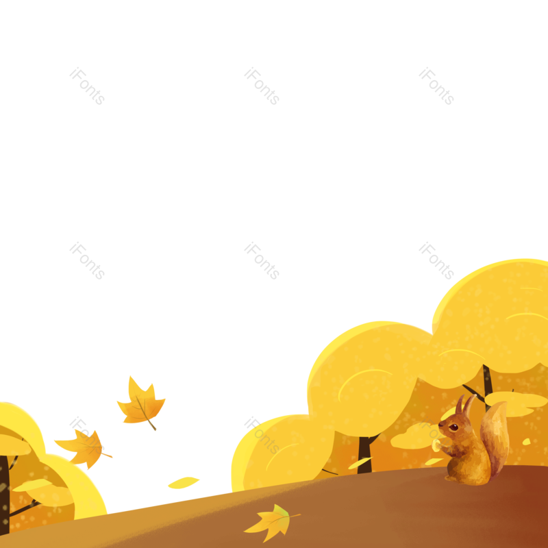 秋天图片,树木元素,插画PNG,免抠素材